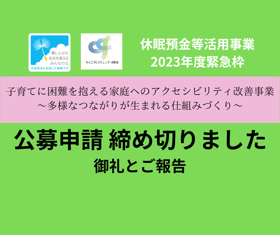 申請団体のお知らせ(休眠預金等活用事業2023年度緊急枠)